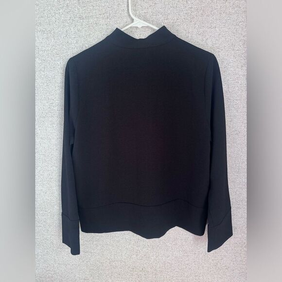 Ganni half button up black blouse with hidden buttons size M - Picture 2 of 12